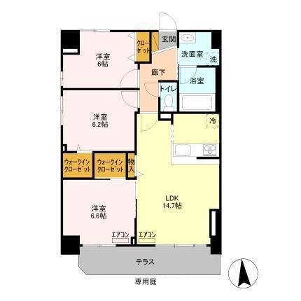 アンクレージュ(3LDK/1階)の間取り写真