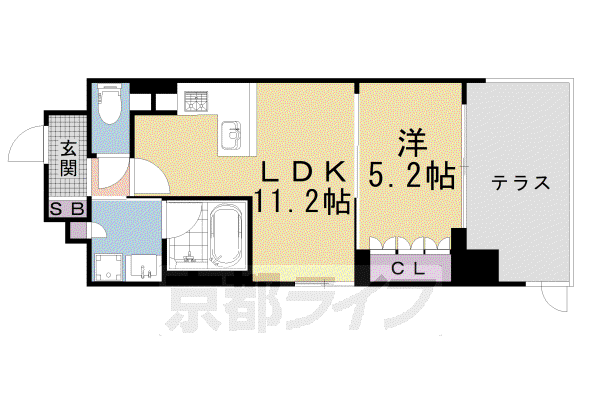 リーガル京都西陣II(1LDK/1階)の間取り写真