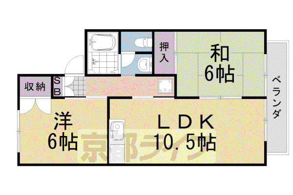 セジュマリール桂(2LDK/2階)の間取り写真