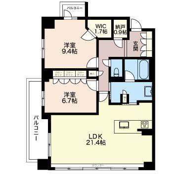 エスティメゾン白壁南(2LDK/6階)の間取り写真