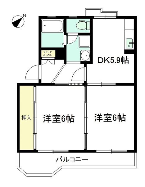プレアール古府(2DK/2階)の間取り写真