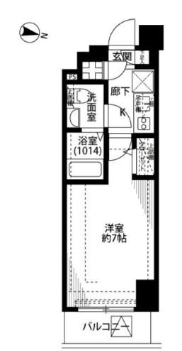 プレールドゥーク東品川(1K/6階)の間取り写真