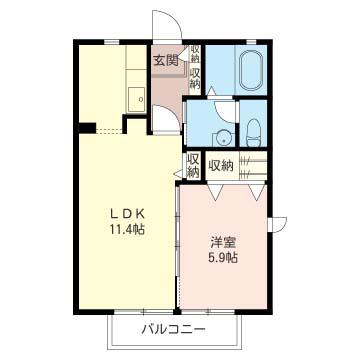 サンハイツ(1LDK/2階)の間取り写真