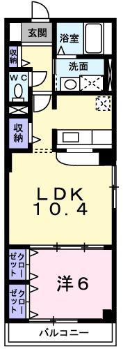 ファウンテンヒルII(1LDK/2階)の間取り写真