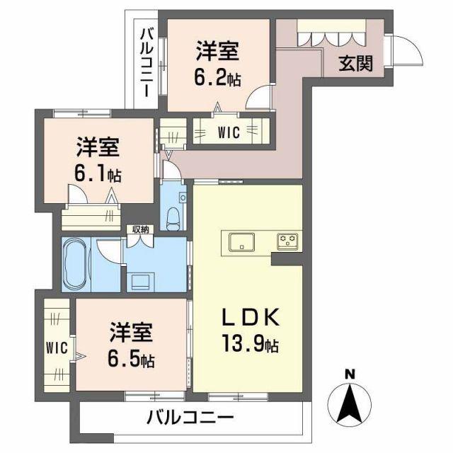 リーベン メーア(3LDK/3階)の間取り写真