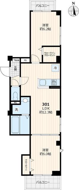 GRAND LOGEMENT グラン ロジュマン(2LDK/3階)の間取り写真