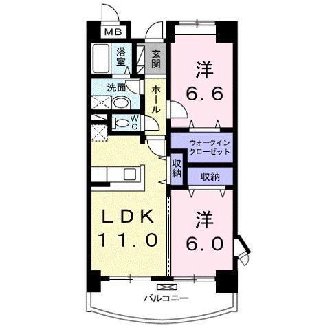 プリムローズ・J(2LDK/6階)の間取り写真