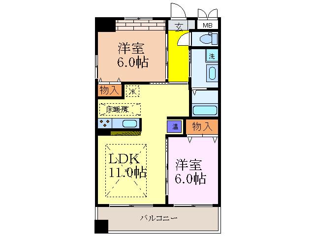 第20関根マンション(2LDK/12階)の間取り写真