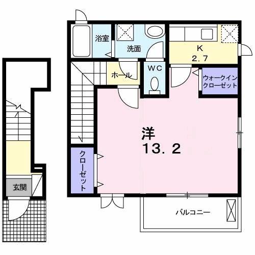 プリートカーサ(1K/2階)の間取り写真