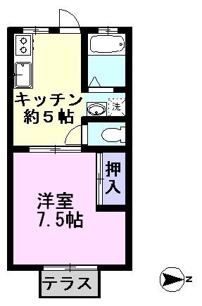 B&R流山I-B(1DK/1階)の間取り写真