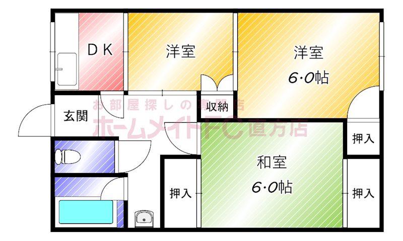 コーポ木下(2DK/2階)の間取り写真