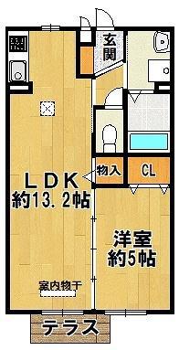 セジュールモナリエ篠山(1LDK/1階)の間取り写真