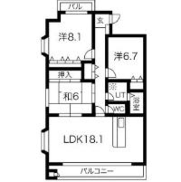 ボスコ薬院(3LDK/3階)の間取り写真