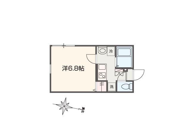 MELLAS北千住(1K/2階)の間取り写真