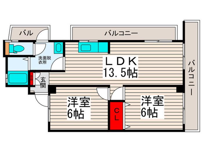 コーポコバヤシ(2LDK/5階)の間取り写真