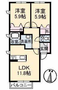 アヴァンセ(2LDK/2階)の間取り写真