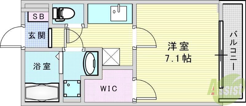 エストゥディオ(1K/2階)の間取り写真