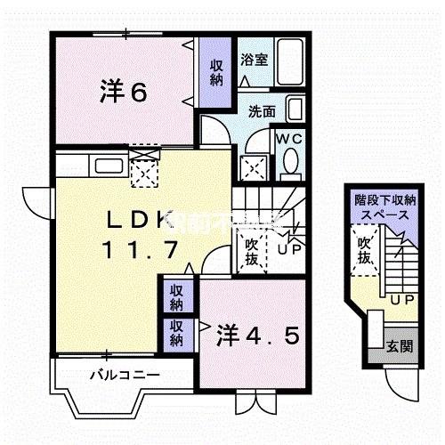 サニーコート六田Ⅱ(2LDK/2階)の間取り写真