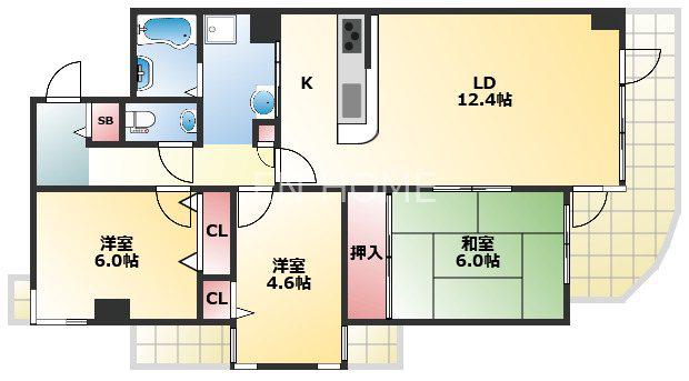上汐アーバンリズ(3LDK/9階)の間取り写真
