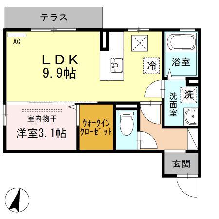 メゾン・ド・レーヴ(1LDK/1階)の間取り写真