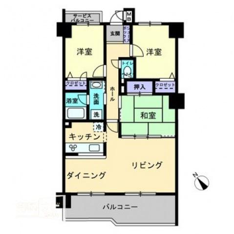 ロマネスク武蔵ヶ丘(3LDK/4階)の間取り写真