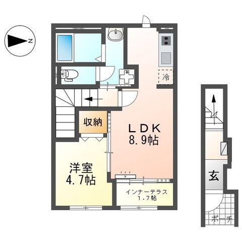 カーサ プラタ(1LDK/2階)の間取り写真