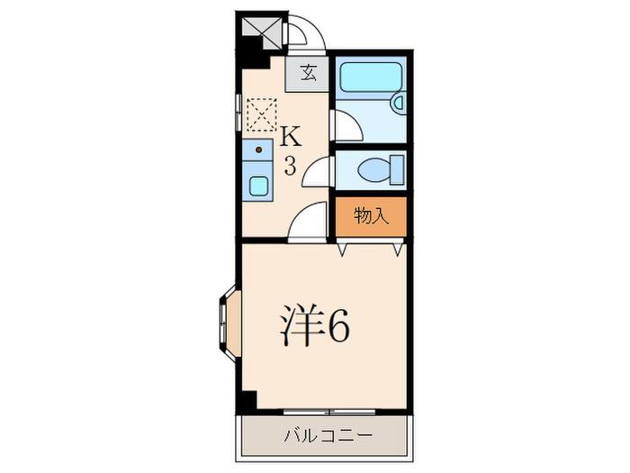 リバーサイドビュー(1K/2階)の間取り写真