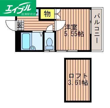 ビエラ庭瀬(1K/2階)の間取り写真