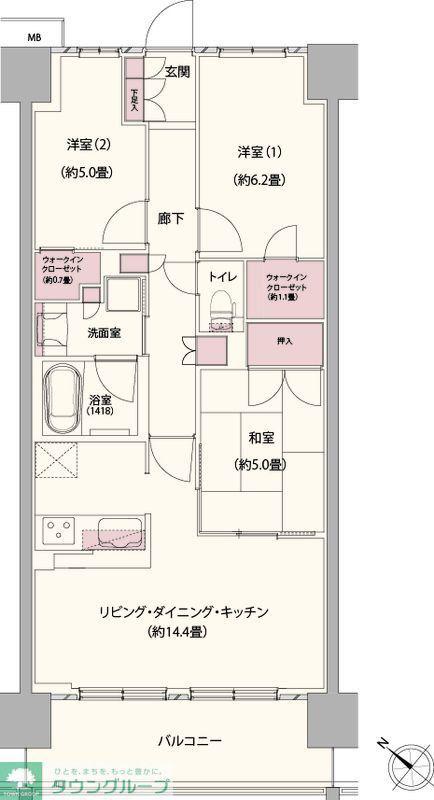 クレストフォルム柏サウスウイング(3LDK/7階)の間取り写真
