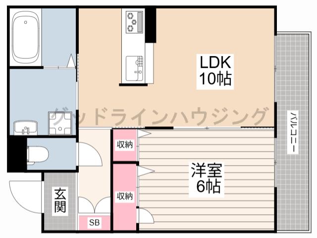 シャーメゾンバミューダグラス(1LDK/2階)の間取り写真