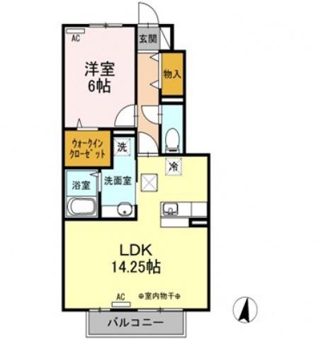 ウィル横町(1LDK/1階)の間取り写真
