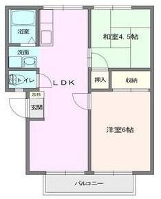 クレアンヌーヴ平岡B棟(2LDK/2階)の間取り写真