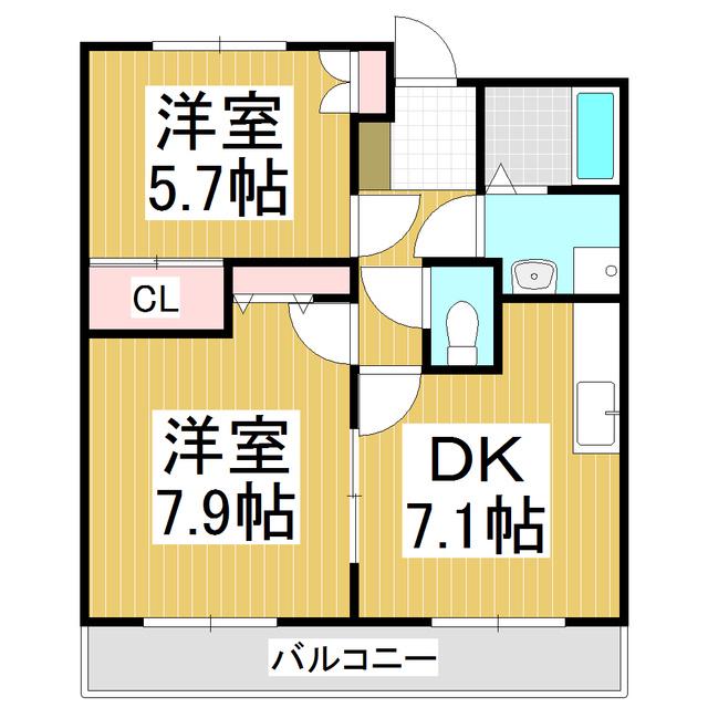 ルフレ・コーヤ(2DK/3階)の間取り写真