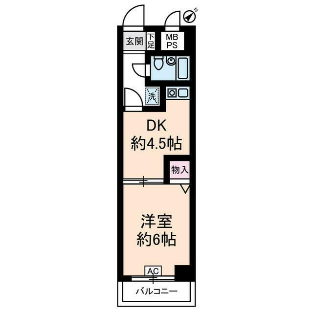 ライオンズマンション武蔵小杉第II(1DK/2階)の間取り写真