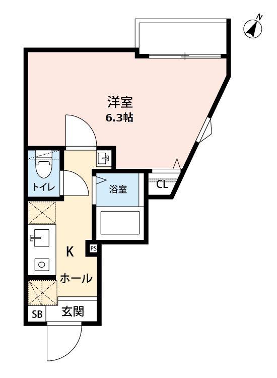 グランクオール赤塚(1K/3階)の間取り写真