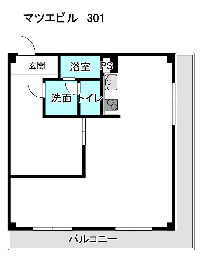マツエビル(1LDK/3階)の間取り写真