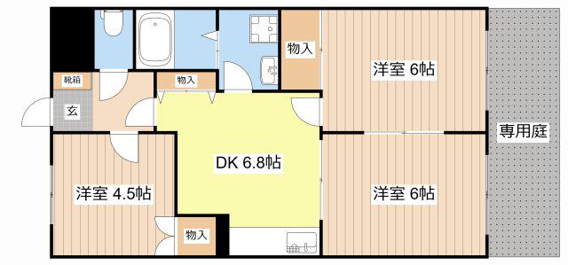 シャルマンハウス II(3DK/1階)の間取り写真