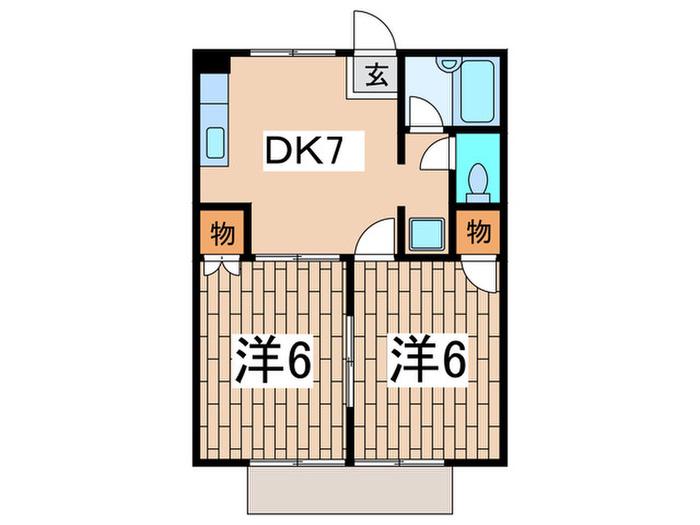 エンジェルハイツB(2DK/1階)の間取り写真
