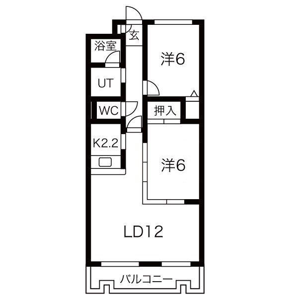 ブレ山の手II(2LDK/2階)の間取り写真
