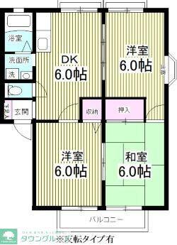 ジュネス松戸(3DK/2階)の間取り写真