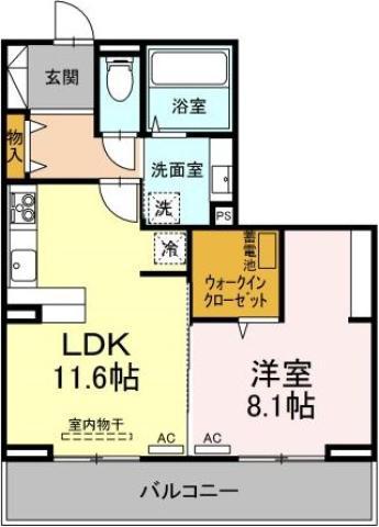 ヴェルチュ南庄町(1LDK/3階)の間取り写真