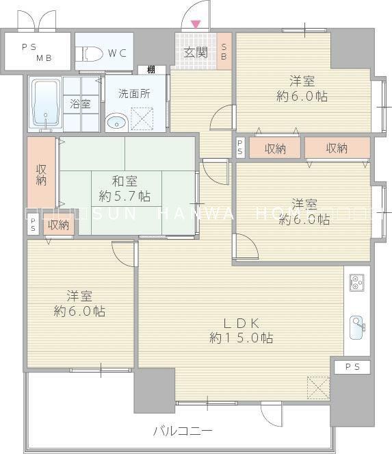 ラ・フォーレ久宝園(4LDK/9階)の間取り写真