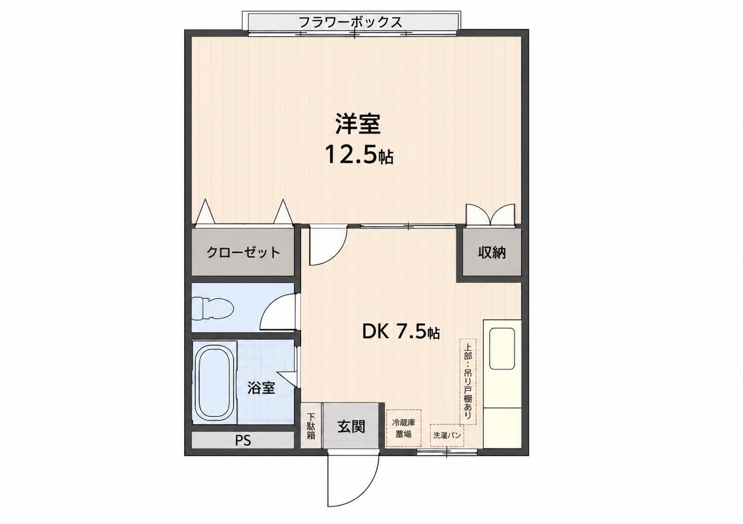 シングルハウス(1DK/1階)の間取り写真