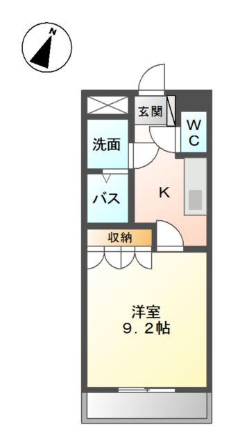 アイランドハイツ(1K/2階)の間取り写真