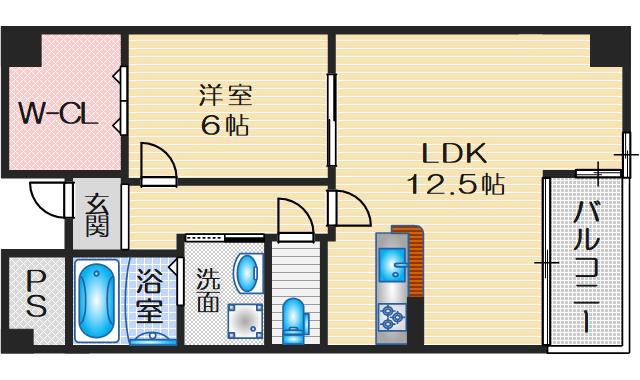 ロアール豊中(1LDK/2階)の間取り写真