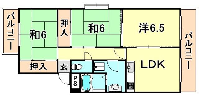 サンパレス21御影II(3LDK/3階)の間取り写真