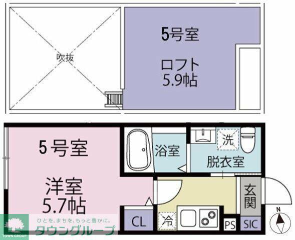 パークメゾン鷺沼(1K/2階)の間取り写真