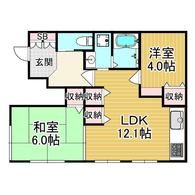 メゾン金澤(2LDK/1階)の間取り写真