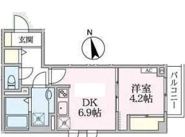 アローマ王子本町(1DK/1階)の間取り写真