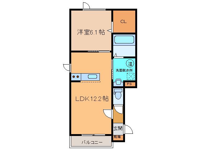 TOWN114 C棟(1LDK/2階)の間取り写真